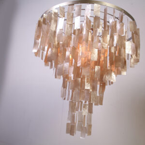 Hanglamp Kroon Goud Schelp Amber 60 cm