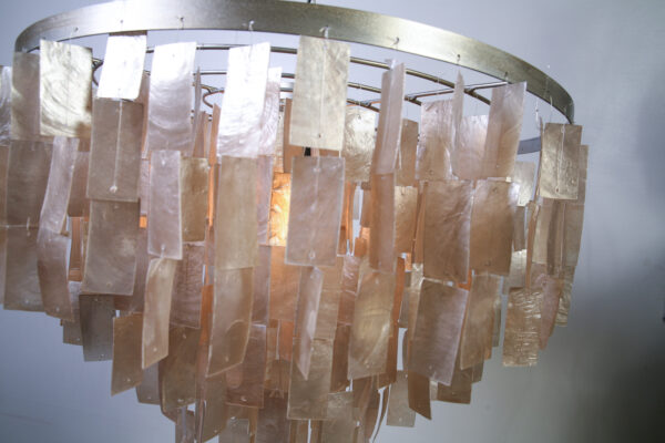 Hanglamp Kroon Goud Schelp Amber 60 cm