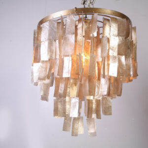 Hanglamp Kroon Goud Schelp Amber 40 cm