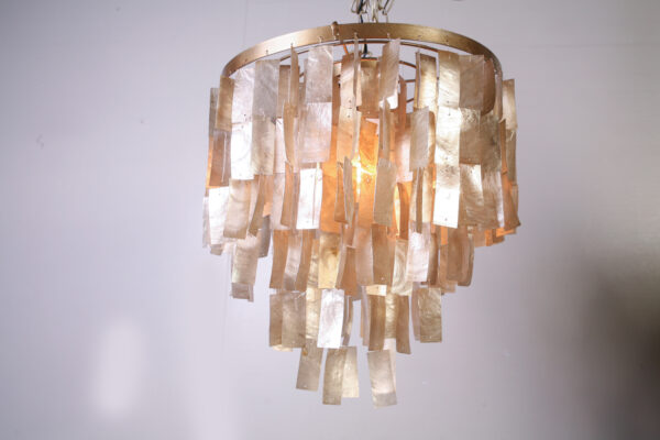 Hanglamp Kroon Goud Schelp Amber 40 cm